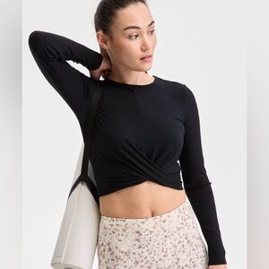 ID Ideology Women's Yoga Soft Rib Long-Sleeve Cropped Top